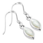 Mother of Pearl Oval Silver Earrings - e351h